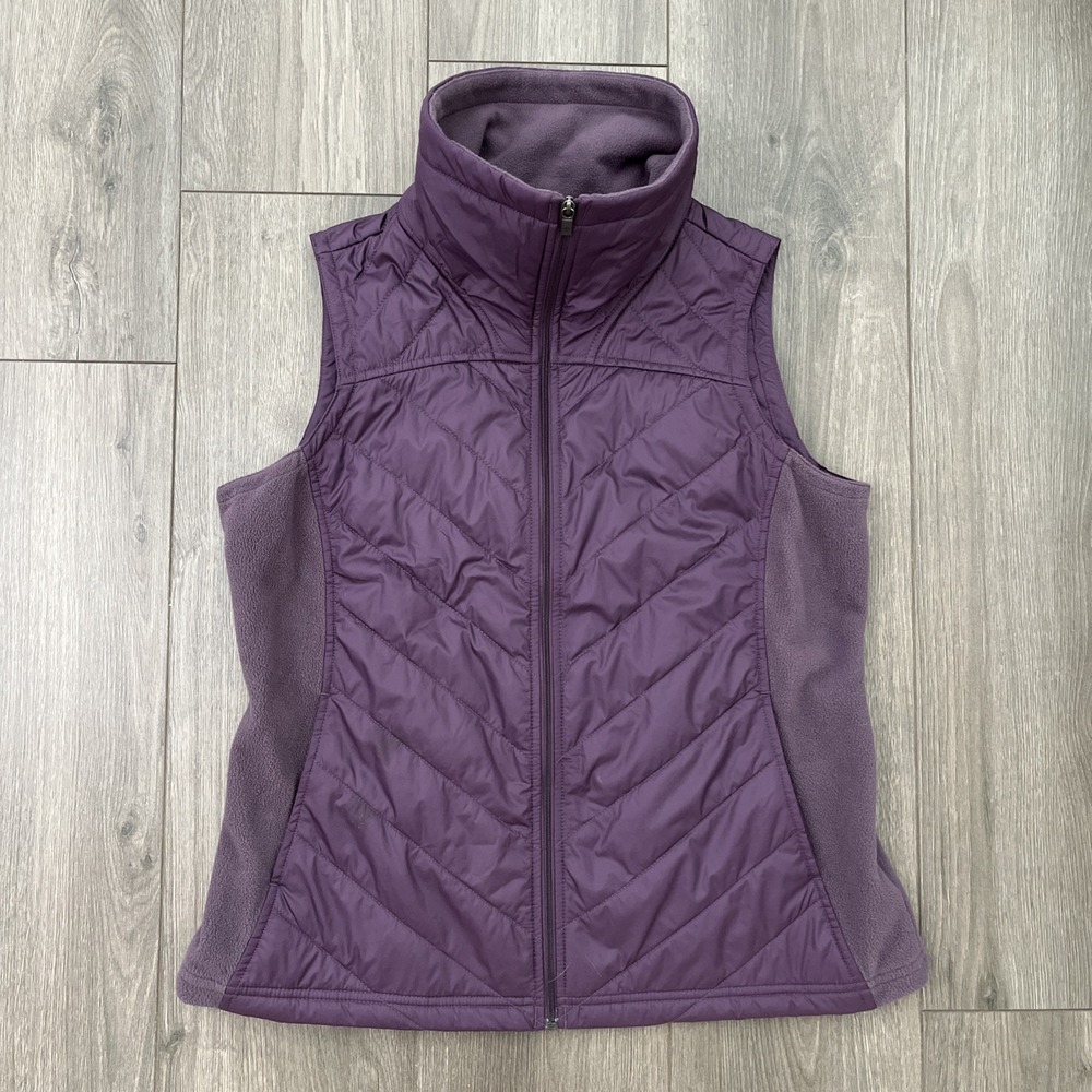 Colombia Full Zip Quilted Fleece Vest Womens L Pockets Purple